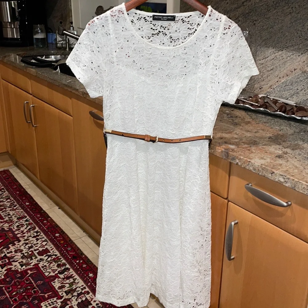 Pietro Brunelli size small NWOT size small maternity lace dress w leather belt - Picture 1 of 6